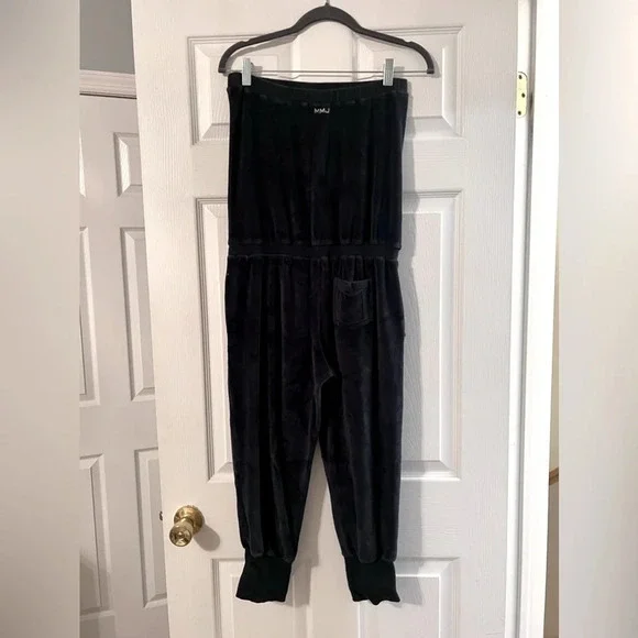 Marc By Marc Jacobs Swimwear Womens Velour Cropped Strapless Black Jumpsuit Sz S - Picture 6 of 6